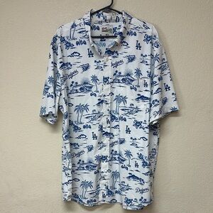 Reyn Spooner men’s Dodger White and Blue Graphic Men's Shirt size 2XL